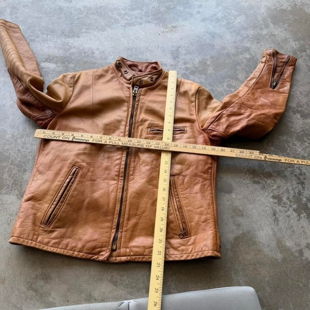 Vintage Schott Cafe Racer Caramel Burnt Orange patina biker moto jacket 14 - Picture 7 of 8